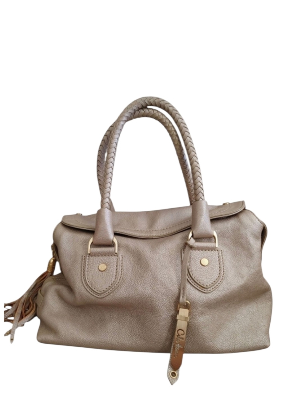 Cole Haan Gold Shine Leather Shoulder Bag